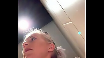 Blonde German Gets Off In Public Toilet