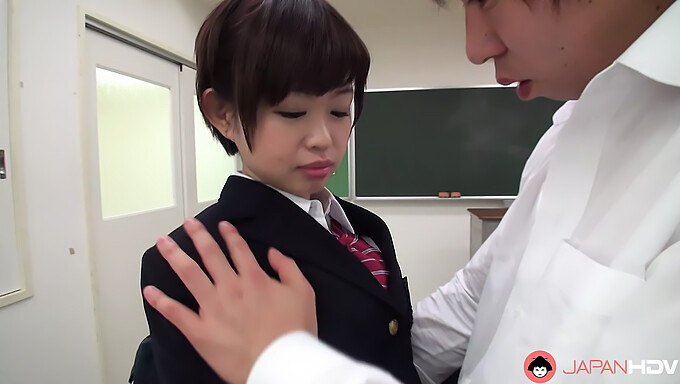 Japanese Coed Kaho Miyazaki Gives A Blowjob And Handjob In A Dorm Room