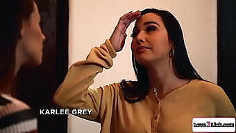 Η Μεγαλόστηθης Λατίνα Karlee Grey Χύνει Στο Πρόσωπο Της Κοκκινομάλλας